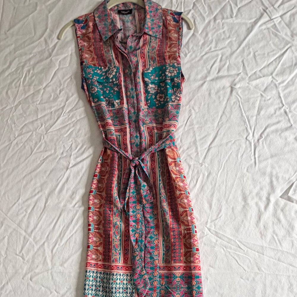 Tolani Silk patchwork dress small